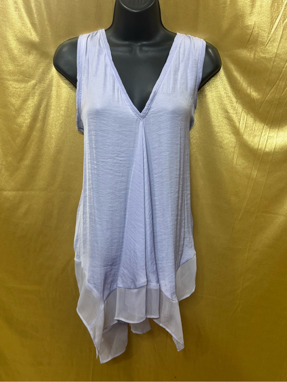 Simply Vera Vera‎ Wang Lavender Handkerchief Hem Tank Top Blouse Size M